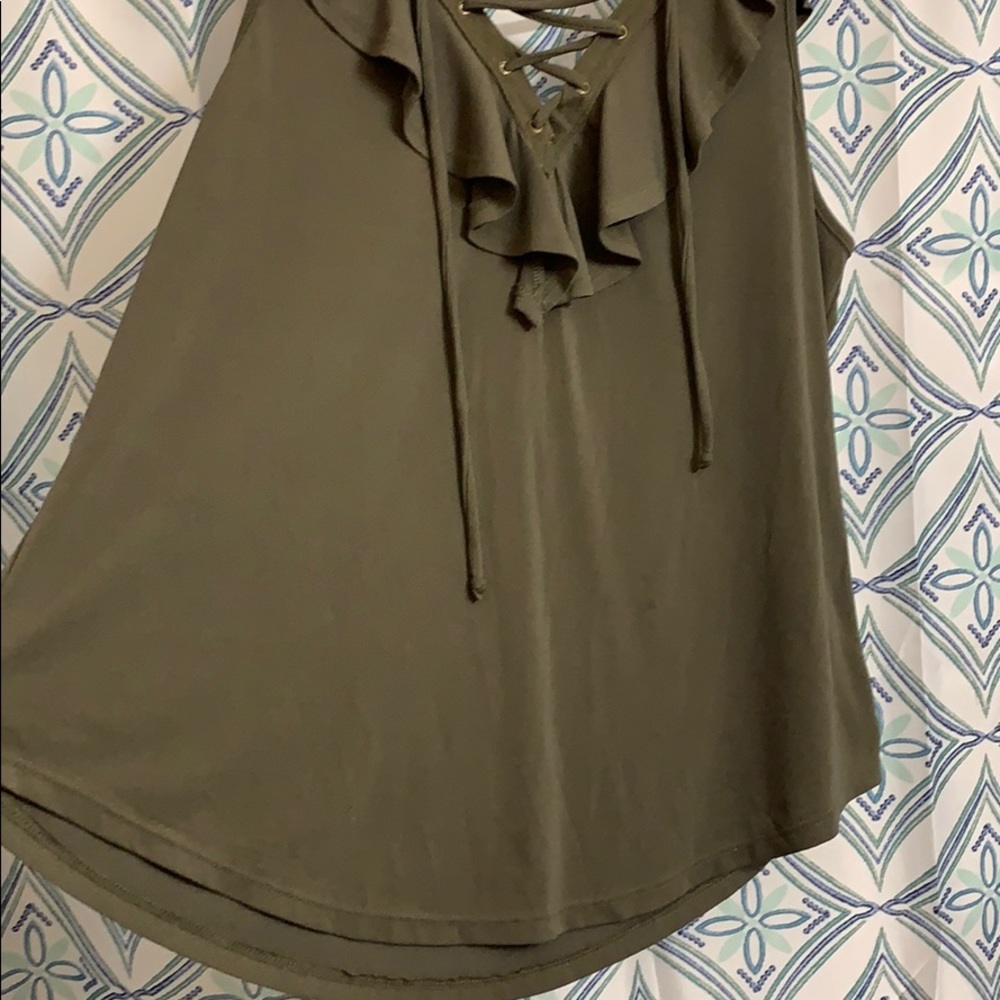 Olive green tank top/blouse - Picture 3 of 6